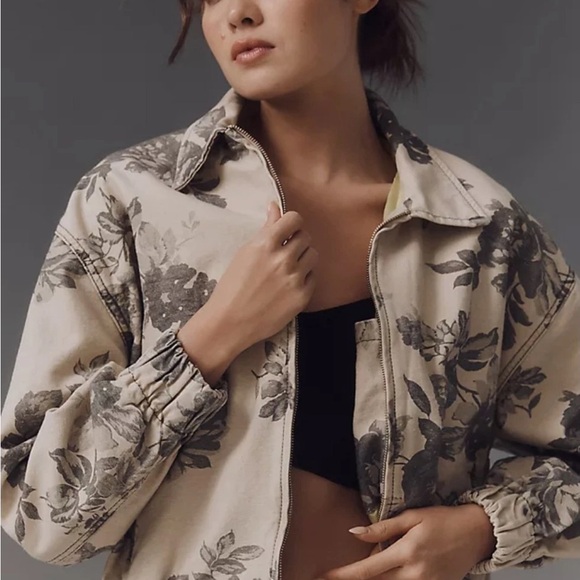 Rylie Bomber Jacket By Pilcro/Anthropologie, M,  Cropped, Cream $158 New NWT - Picture 2 of 12